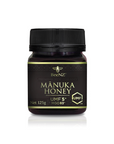 A jar of BeeNZ Premium New Zealand Manuka Honey with a label indicating UMF5+ and a net weight of 125g.