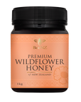 Jar of BeeNZ premium wildflower honey perfect for drizzling on breakfast cereals and spreading on toast.